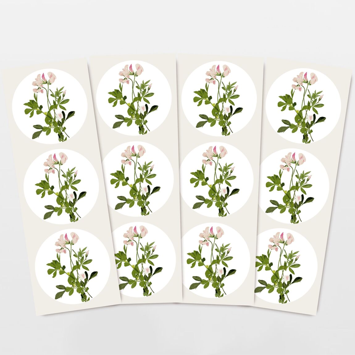 Aufkleber-Set 12 Geschenk Aufkleber rosa Wildblumen Klee