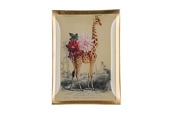 Love Plates, Glasteller M, Giraffe, weiss/rosa