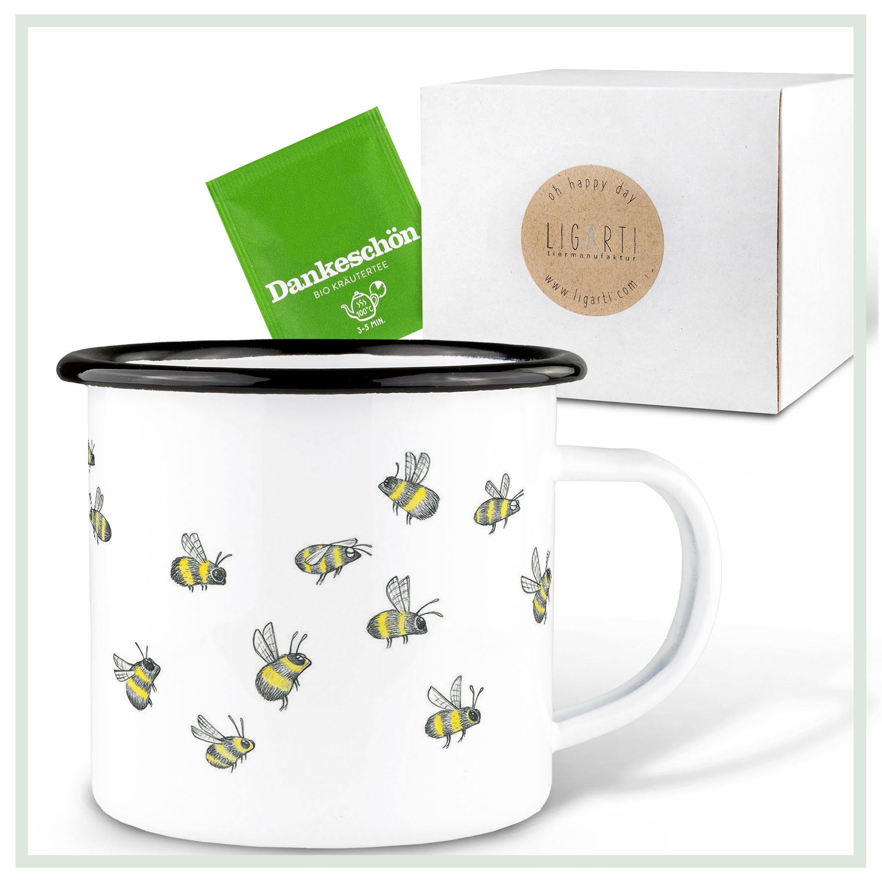 Emaille Tasse – Bienenschwarm
