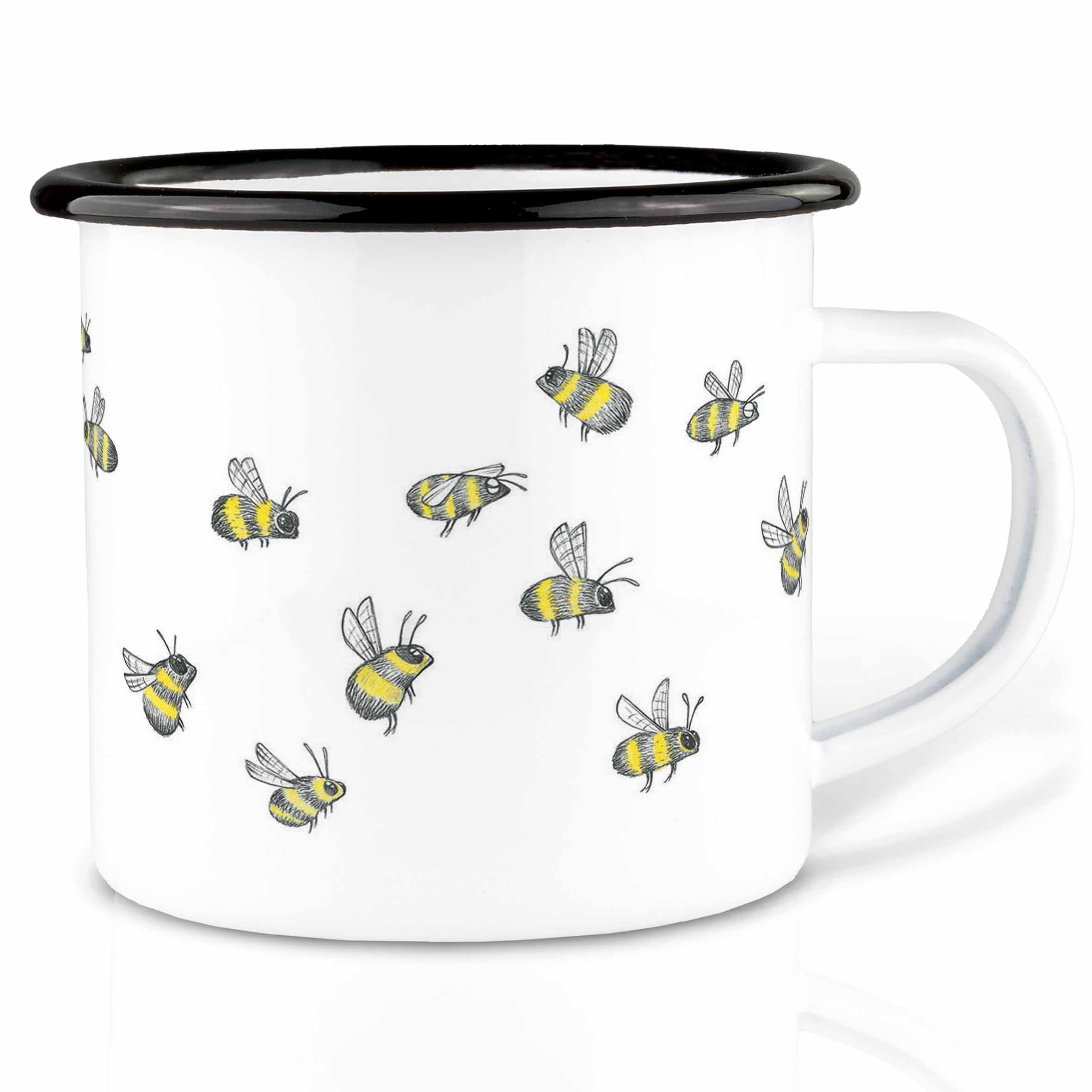 Emaille Tasse – Bienenschwarm