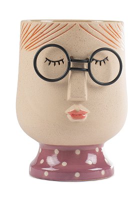 Blumentopf Lady mit Brille  