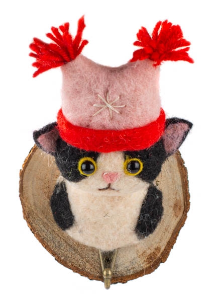 Kleiderhaken Katze mit Mütze