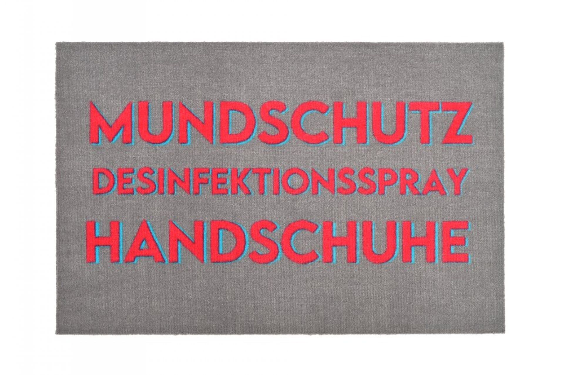 Waschbare Fußmatte „Mundschutz, Desinfektionsspray, Handschuhe“ 