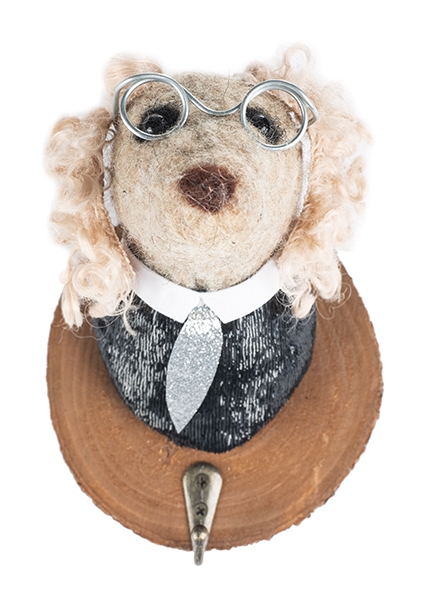 Kleiderhaken Hund mit Brille und Krawatte