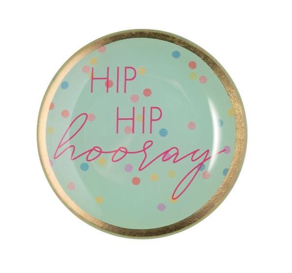 Love Plates, Glasteller S, Hip Hip Hooray, rund, mint