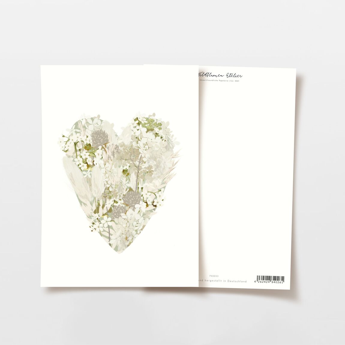Postkarte Herz Trockenblumen 