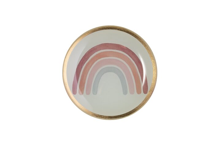 Love Plates, Glasteller S, Regenbogen, rund, grau 