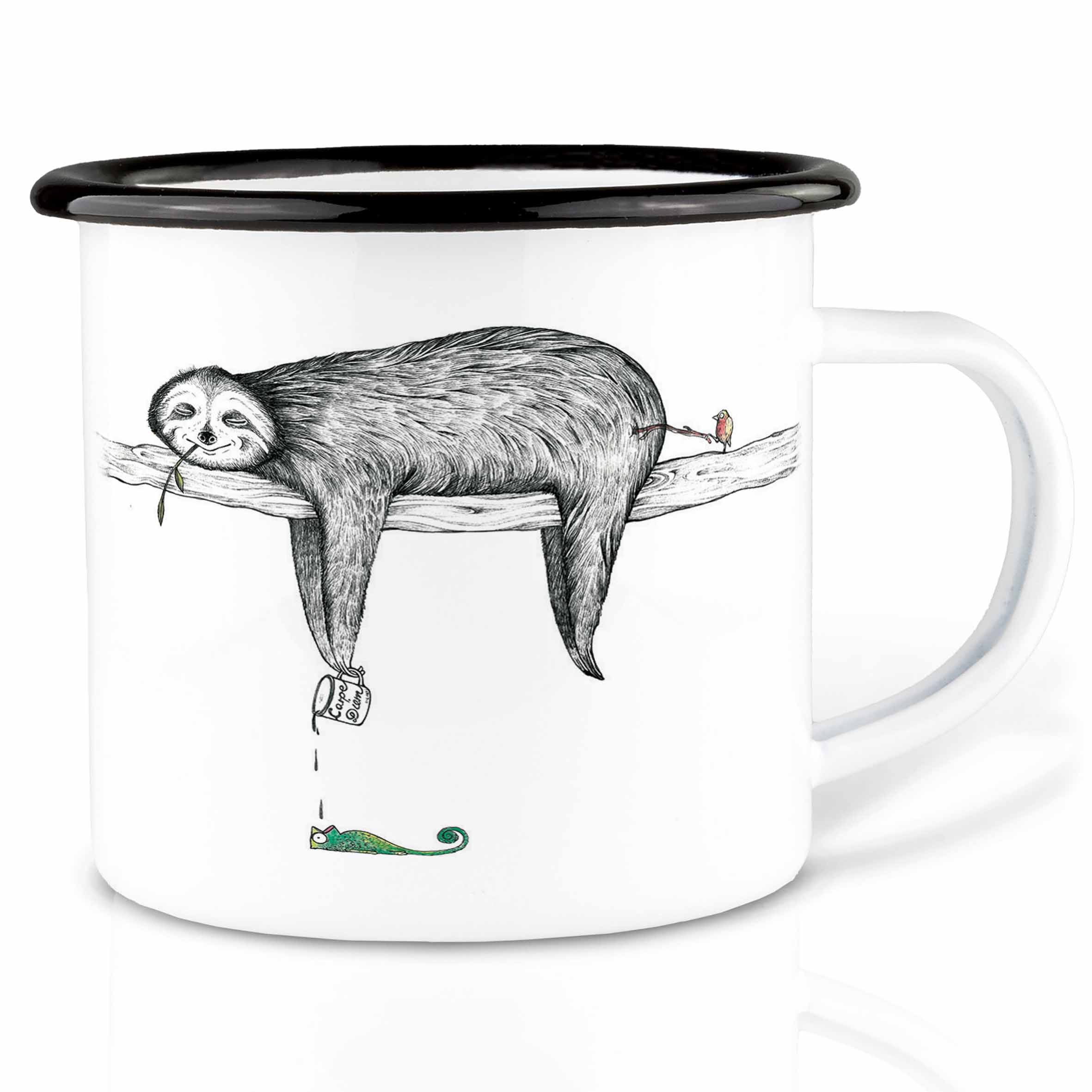 Emaille Tasse – Faultier