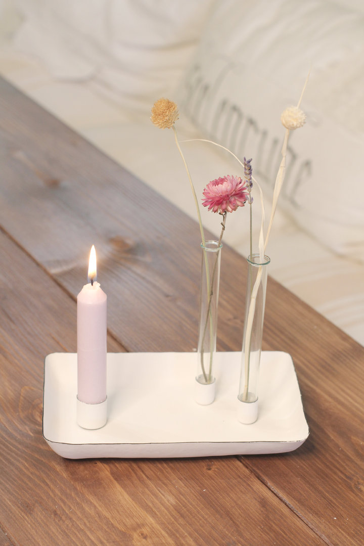 Rechteckige Schale weiß für 1 SK und 2 Reagenzgläser 20,5x13x3 cm