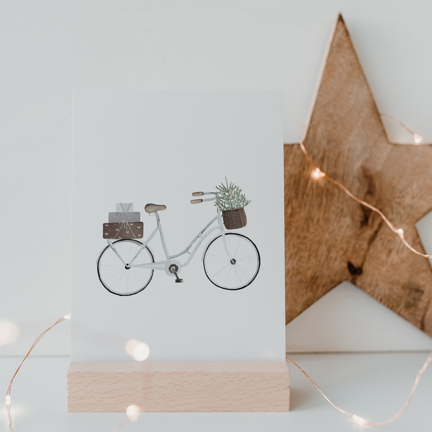 Postkarte Christmas Bicycle