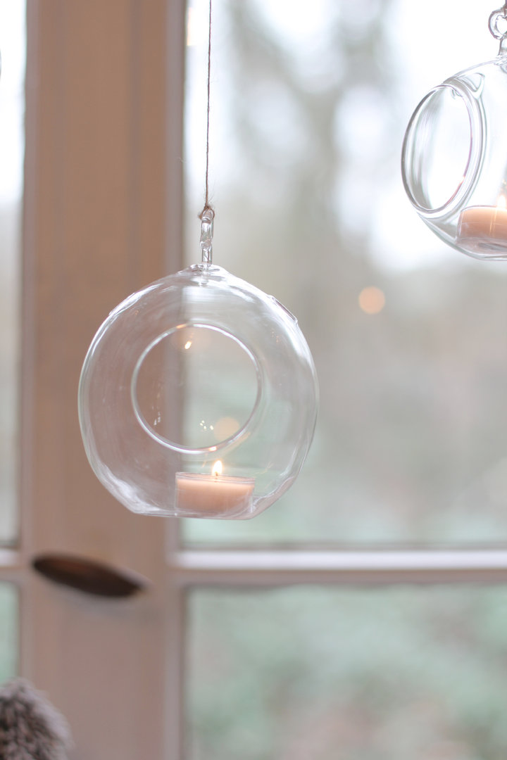 Glaskugel für Teelicht zum Hängen 12cm