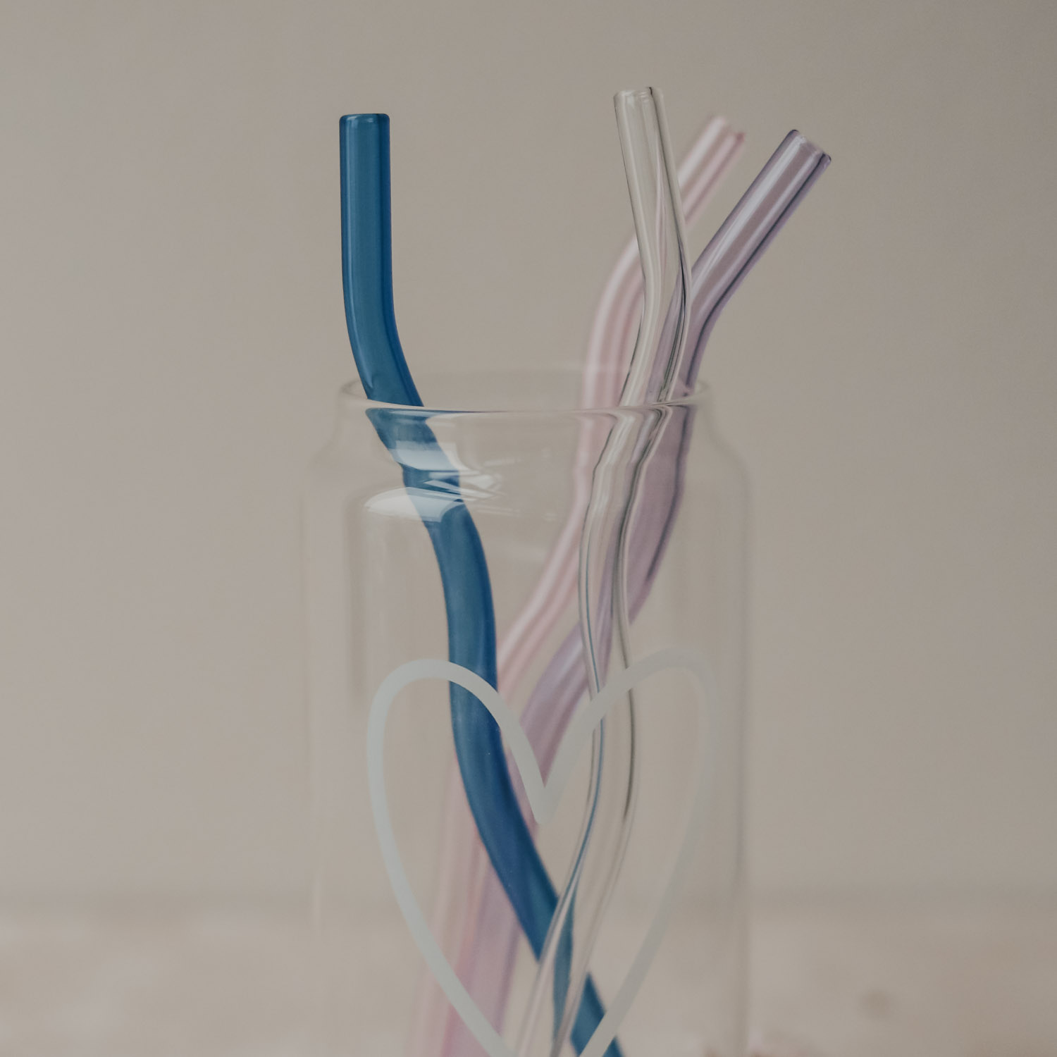 Strohhalme wellig aus Glas 20cm Rosa im 4er Set