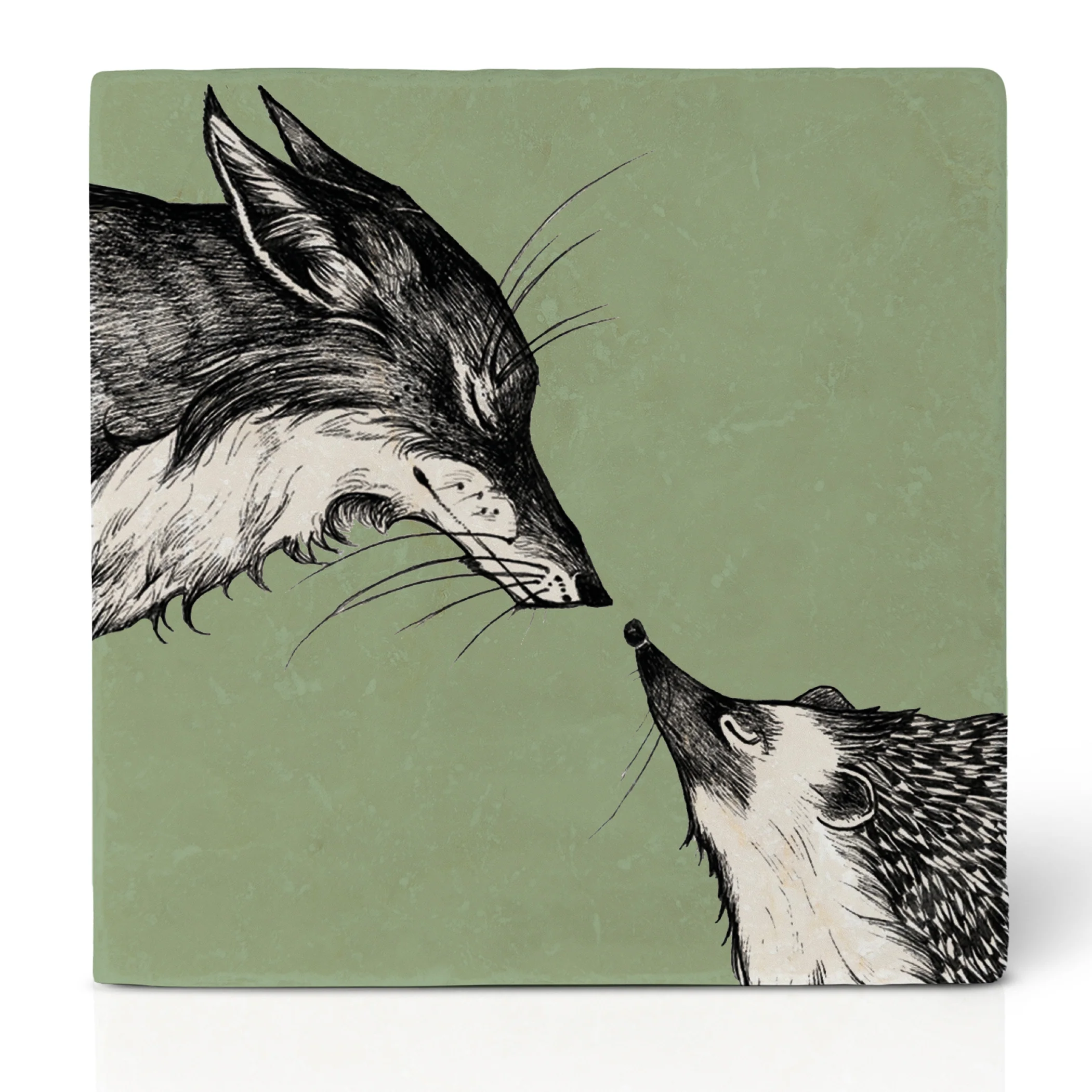 Fliesenuntersetzer – Fuchs und Igel
