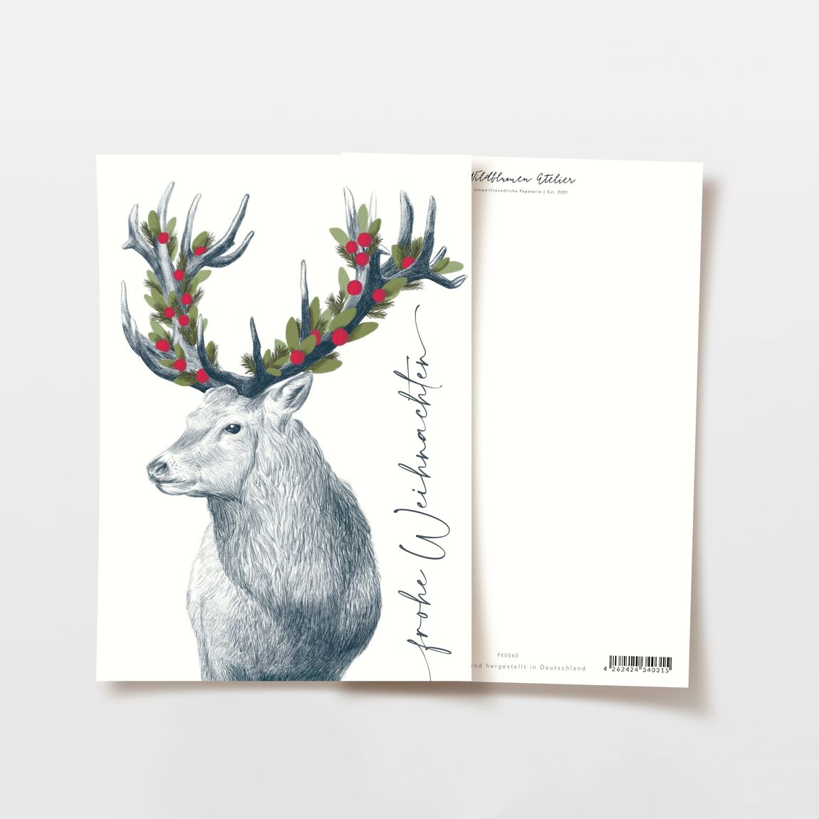 Postkarte Frohe Weihnachten Hirsch