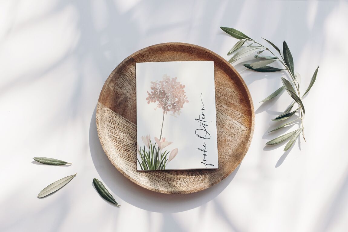 Postkarte Frohe Ostern Frühlingsblumen