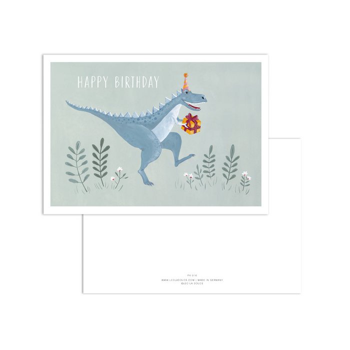 Postkarte - Happy Birthday | Dino