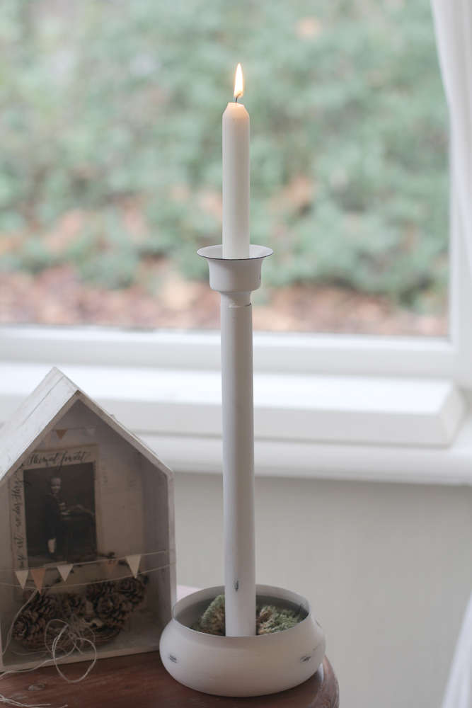 Kerzenhalter weiß mit Schale groß 14cm 