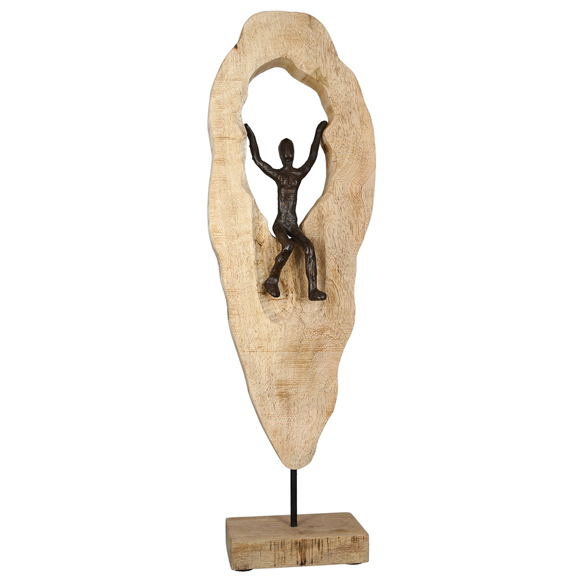 Skulptur „Cliffdiver“ aus naturbelassenem Mangoholz, handgefertigt    