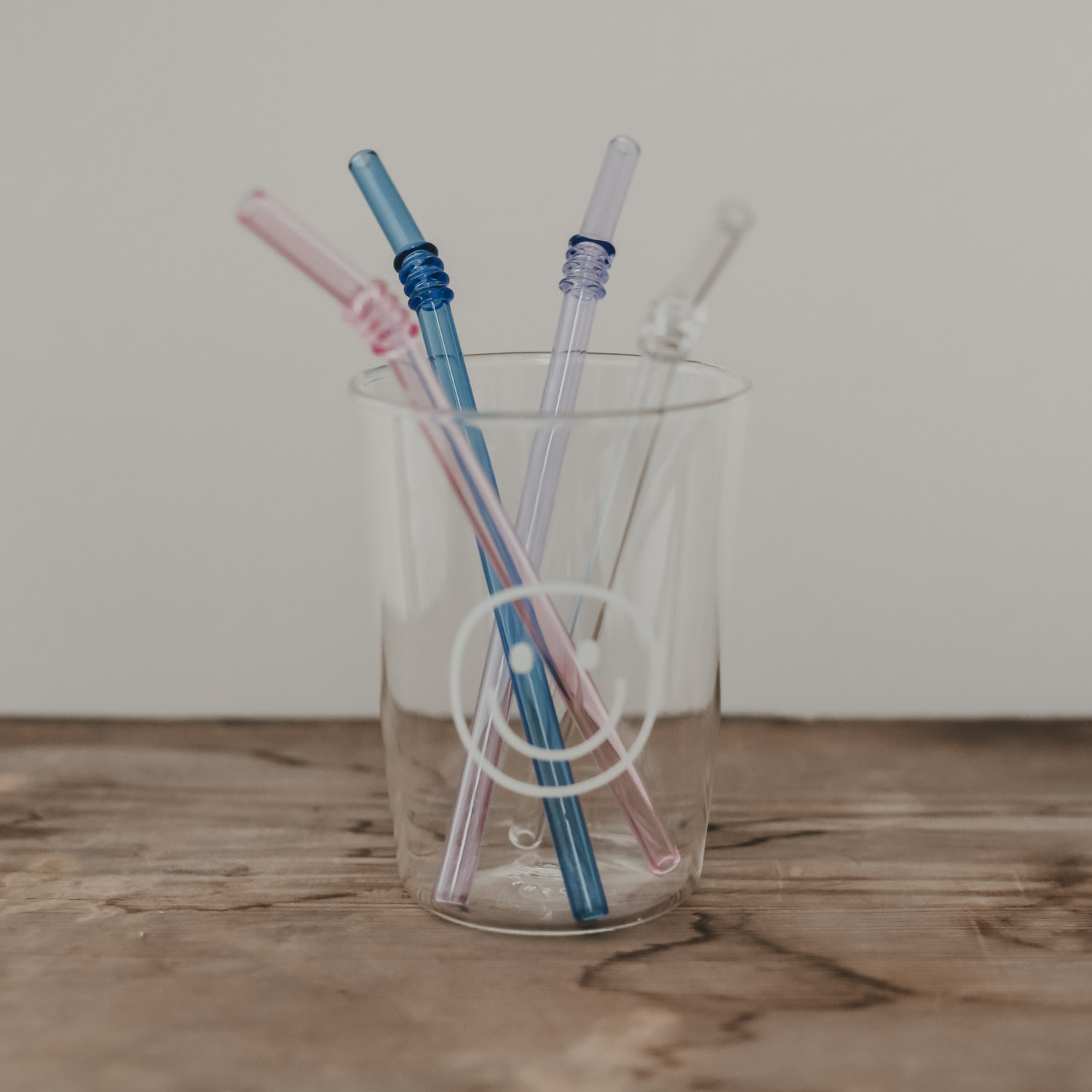 Strohhalme geknickt aus Glas 20cm Rosa im 4er Set