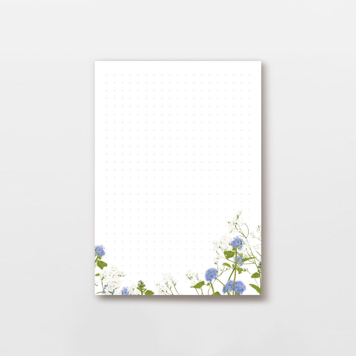 Notizblock 50 Blatt DIN A6 Dot Grid, Strandflieder Blumen Illustration