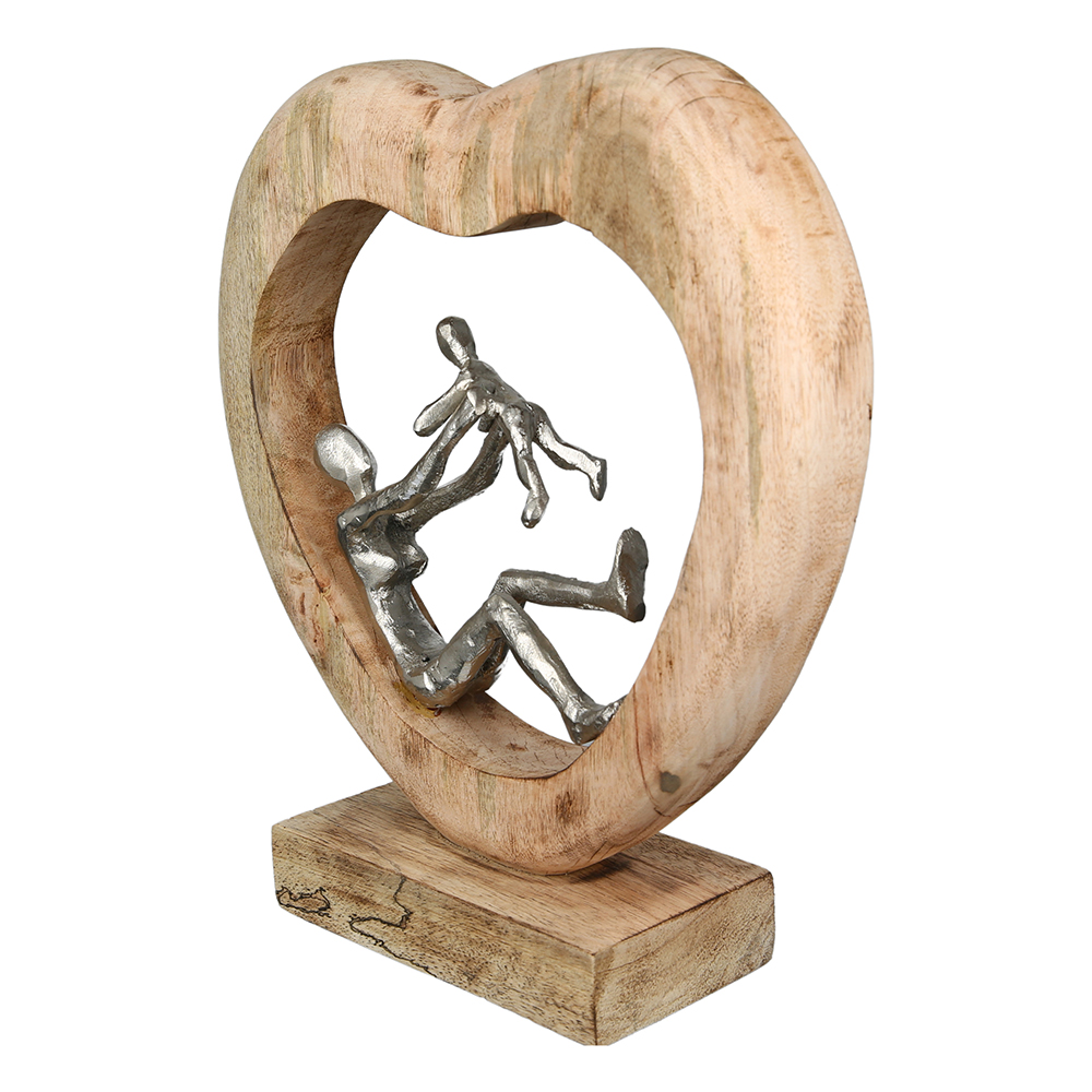 Skulptur „Kinderliebe“ aus naturbelassenem Mangoholz, handgefertigt  