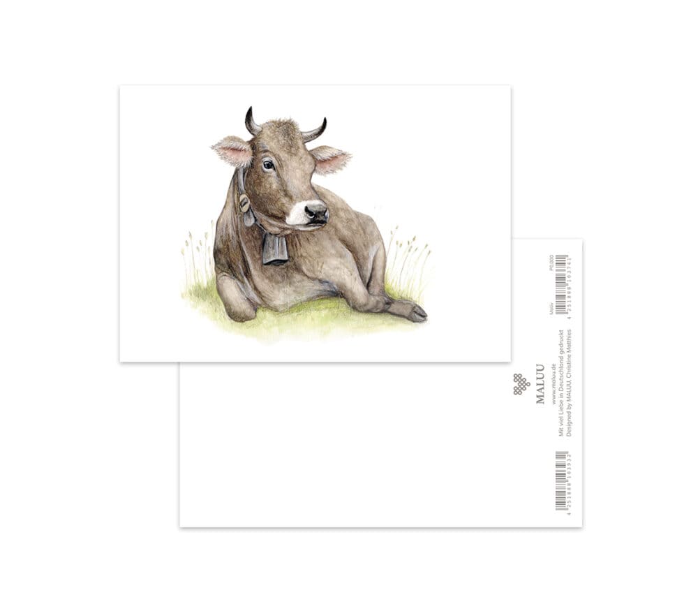 Postkarte Chilling Cow